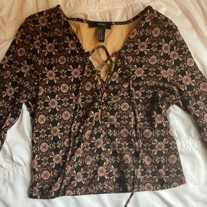 forever 21 brown patterned crop top